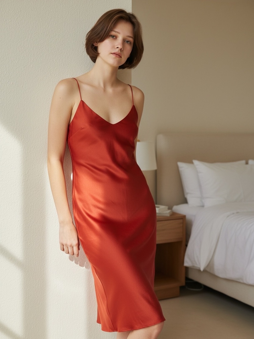 Abercrombie & Fitch Red Orange Cowl Neck Slip